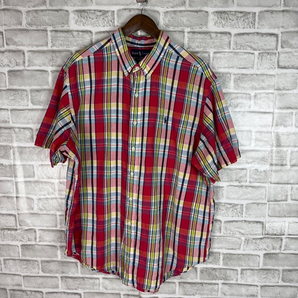Ralph Lauren Classic Fit Colorful Spring Plaid Casual Button Down Shirt Mens 2XL - Picture 2 of 7